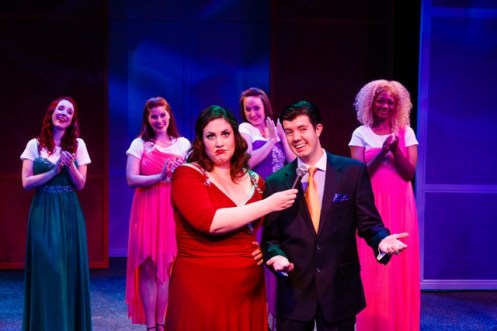 Cast members Olivia Custodio, Jaron Barney (in front), Connor Norton, Angela Chatelain Avila, Leah Hassett, Latoya Rhodes (behind)